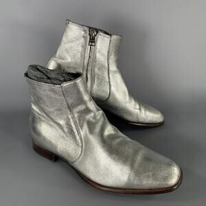 TOM FORD Size 7 Silver Metallic Leather Boots